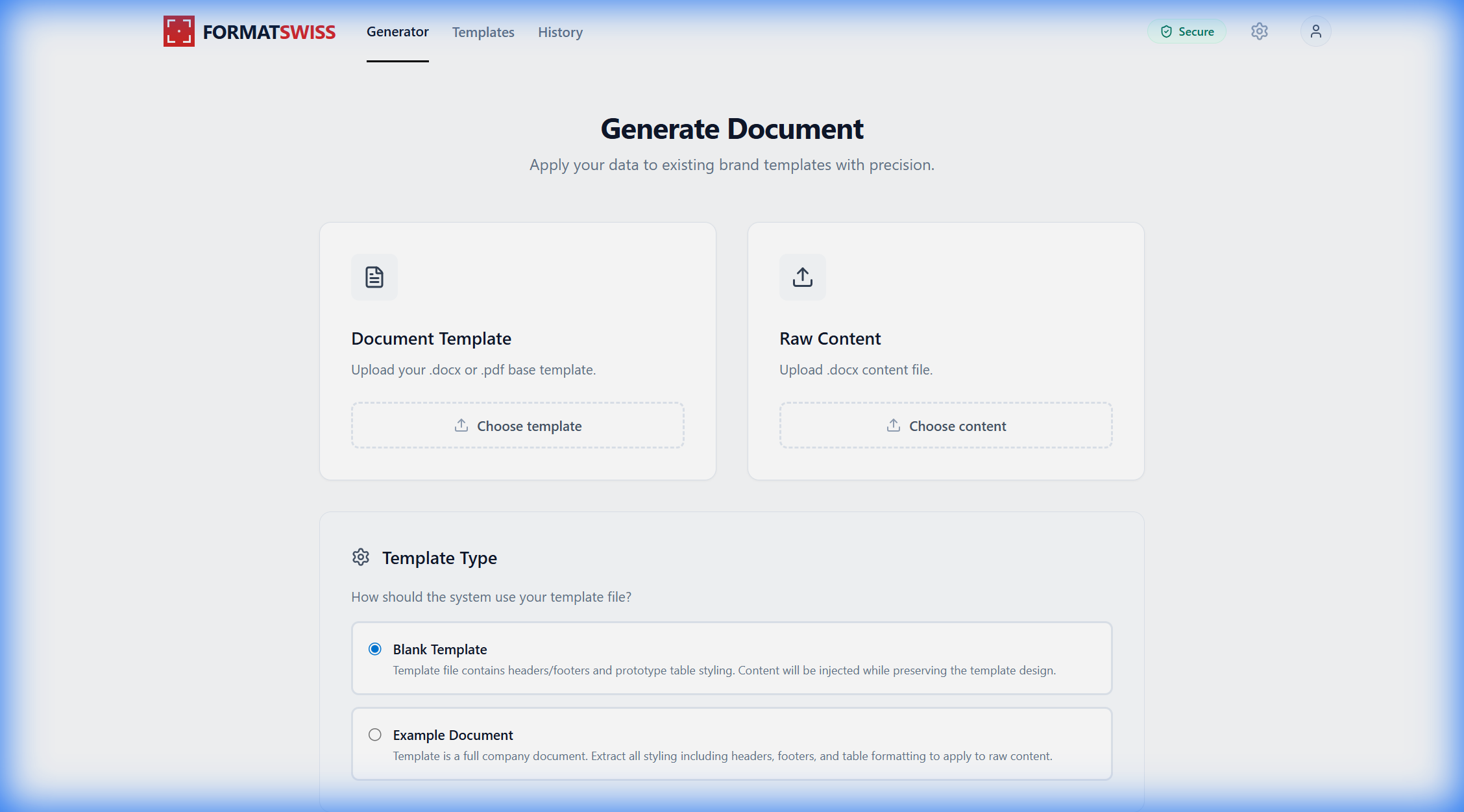 FormatSwiss main interface